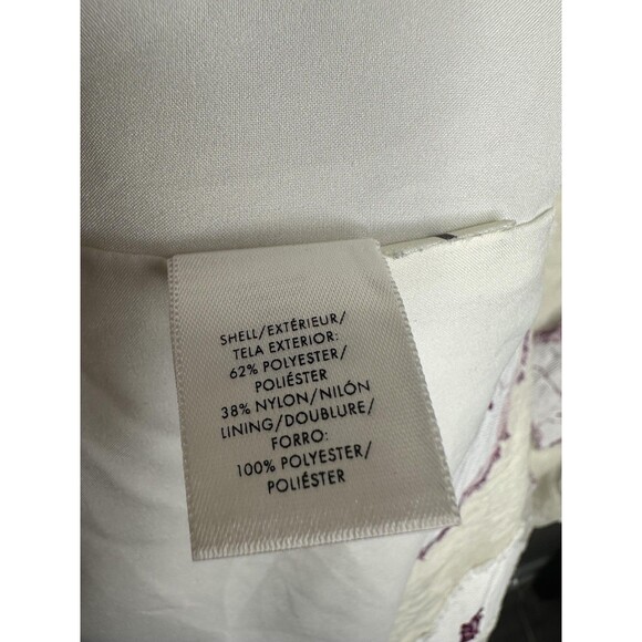 Ann Taylor Dress Womens 14 Ivory Purple Floral Jacquard Sleeveless Sheath Lined - Picture 4 of 5